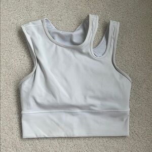 Lululemon Athletica White Fitted Crop Tank Top